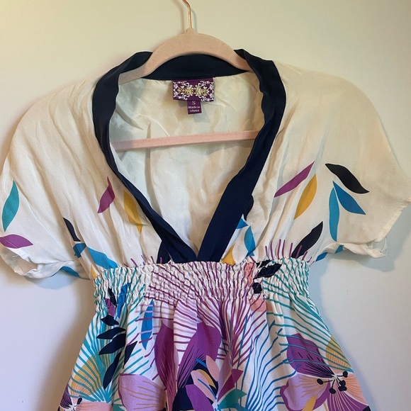 Anthropologie Yumi Kim Silk Kimono Spring Floral Mini Dress S - Picture 3 of 6